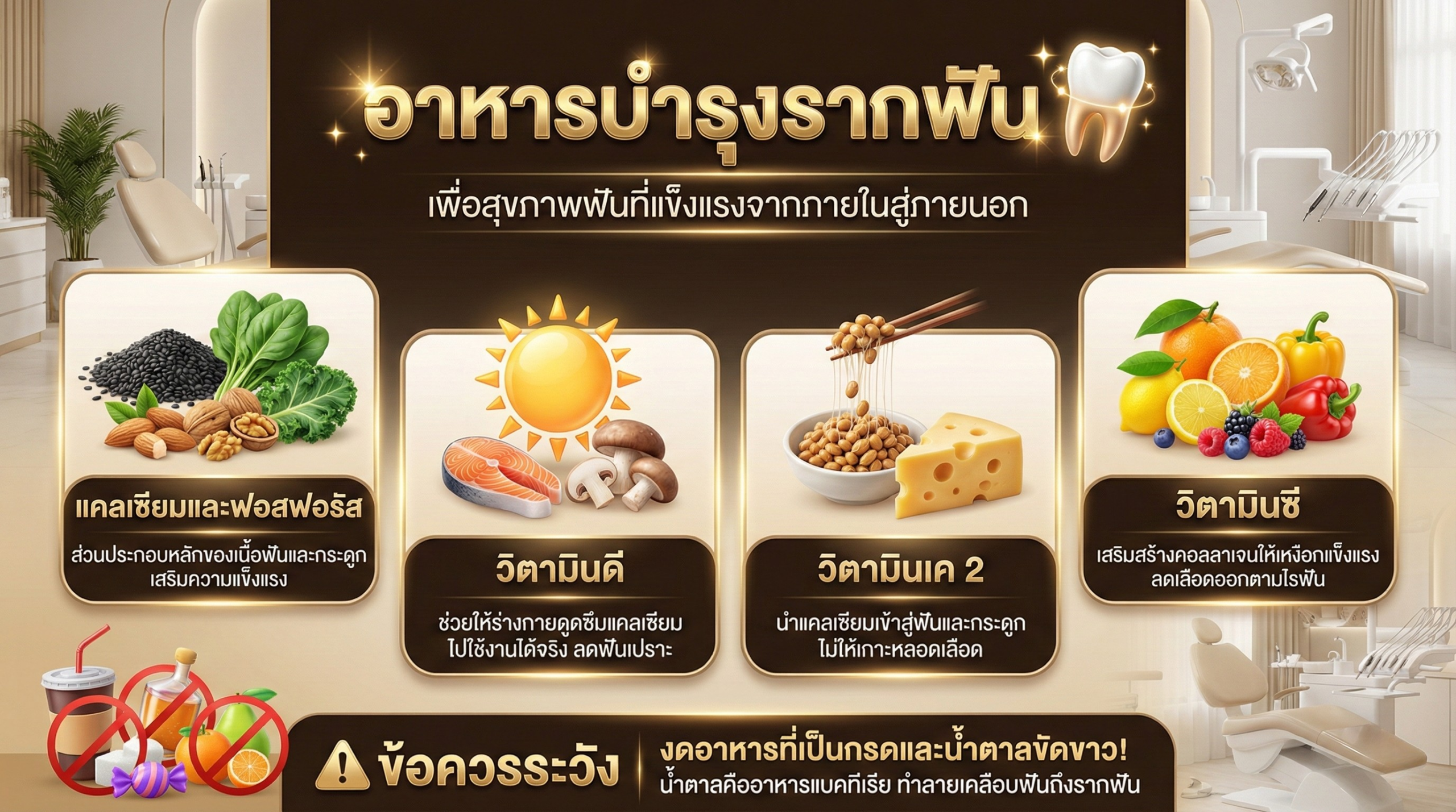 เคล็ดลับบำรุงรากฟัน ด้วยสารอาหารสำคัญ